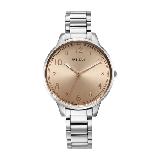 Titan Quartz Alog Rose Gold Dial Watch for Women (2648SM08)