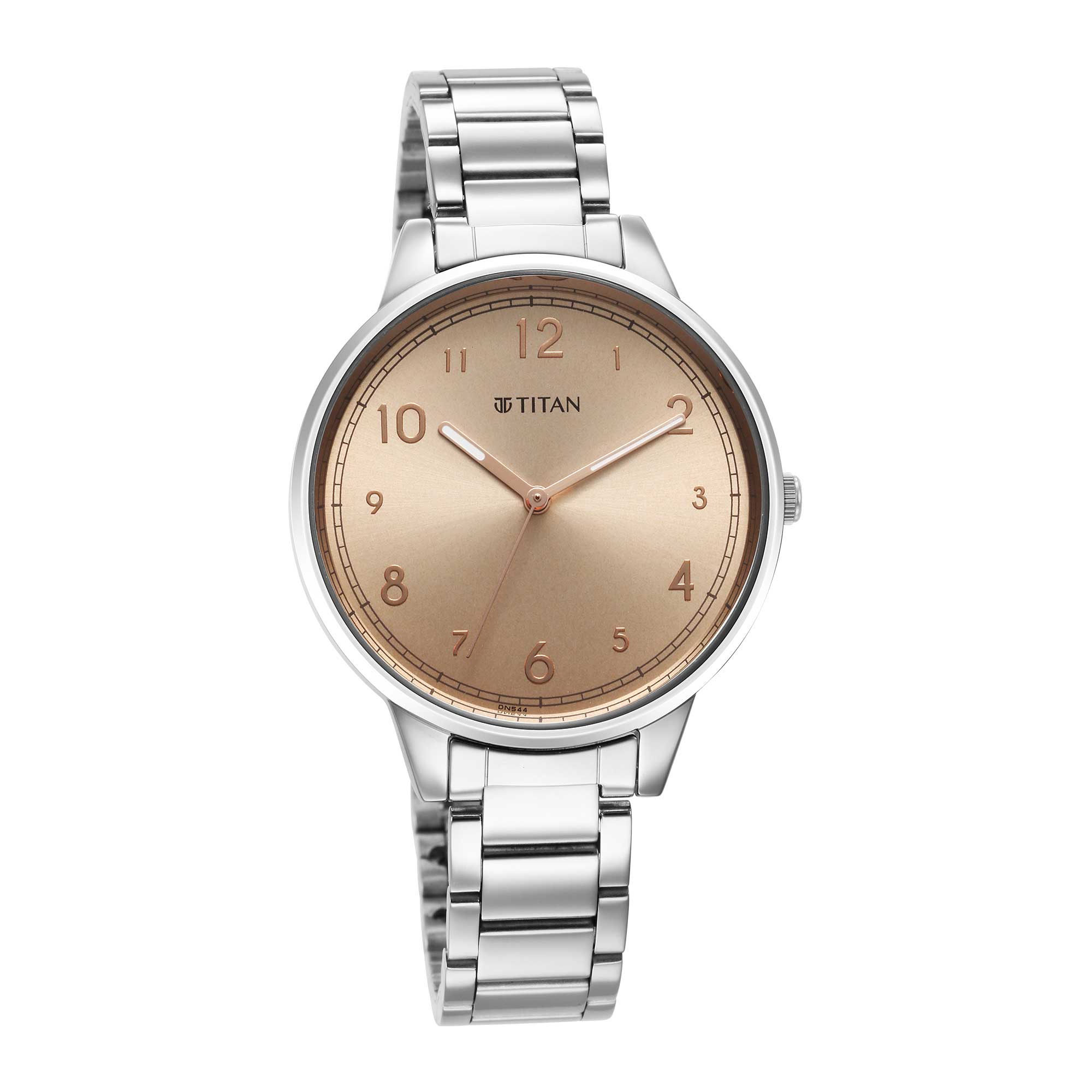 Titan Quartz Alog Rose Gold Dial Watch for Women (2648SM08)