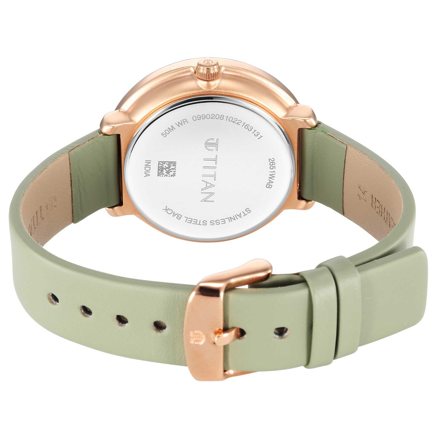 Titan Neo Green Dial Analog Leather Strap Watch for Women