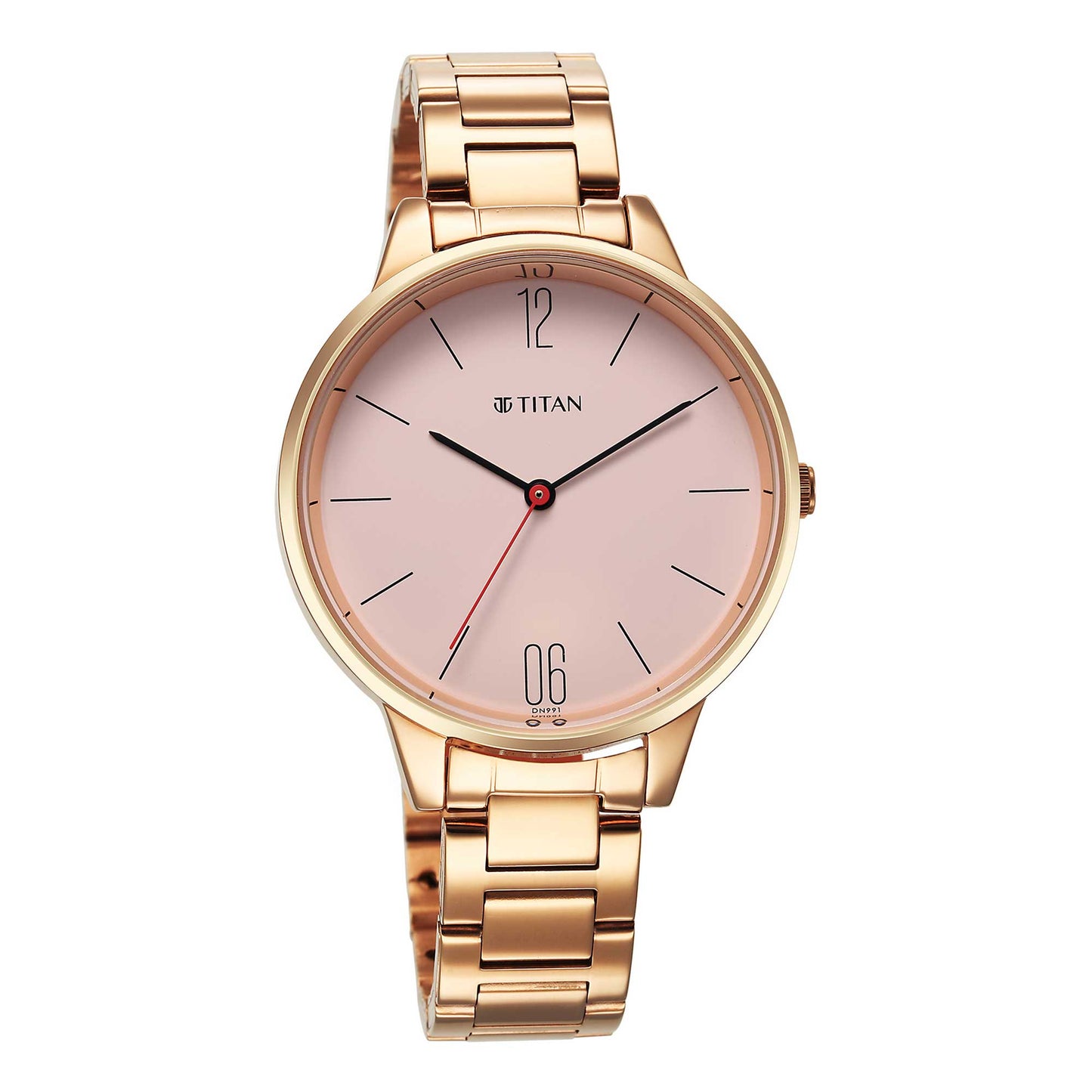 Titan Pink Dial Rose Gold Metal Strap Analog Watch for Women