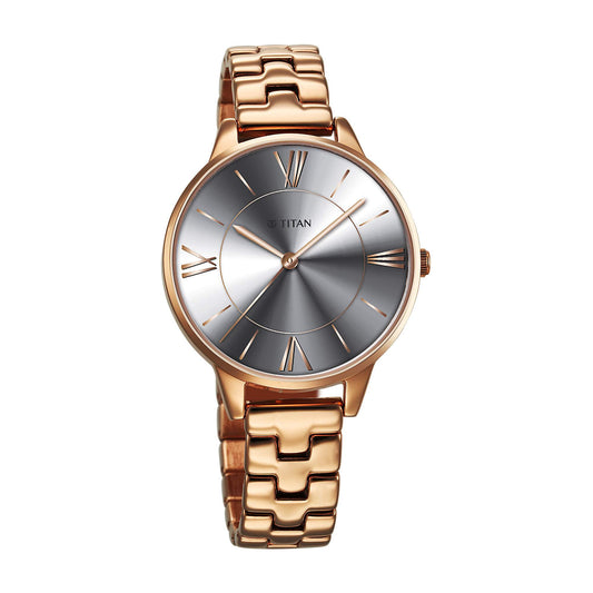 Titan Razzle Dazzle Quartz Analog Rose Gold Dial Stainless Steel Strap Watch For Women