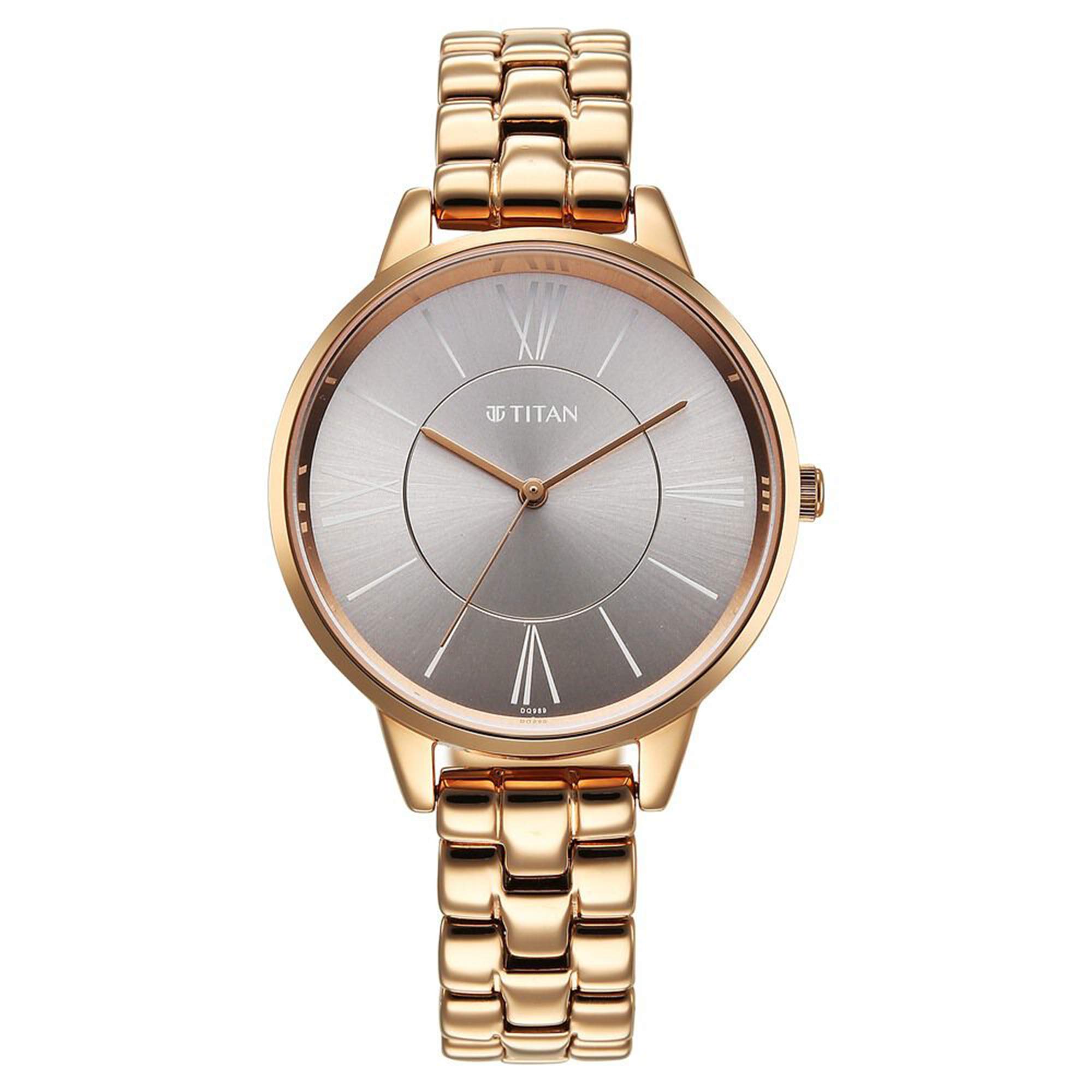 Titan Neo Quartz Analog Grey Dial Rose Gold Watch For Women