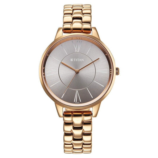 Titan Neo Quartz Analog Grey Dial Rose Gold Watch For Women