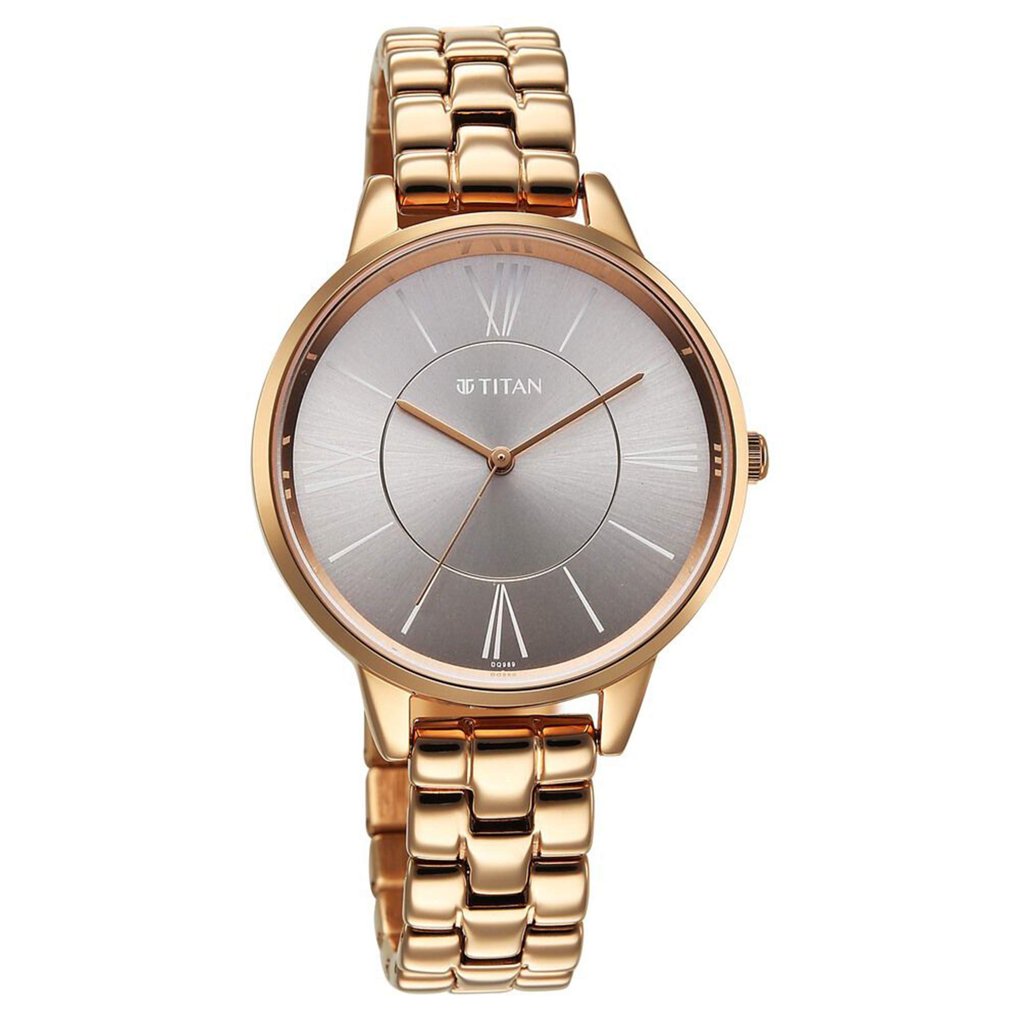 Titan Neo Quartz Analog Grey Dial Rose Gold Watch For Women