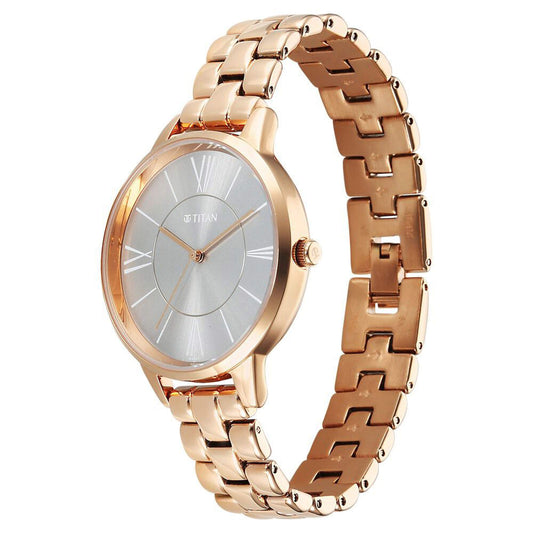 Titan Neo Quartz Analog Grey Dial Rose Gold Watch For Women