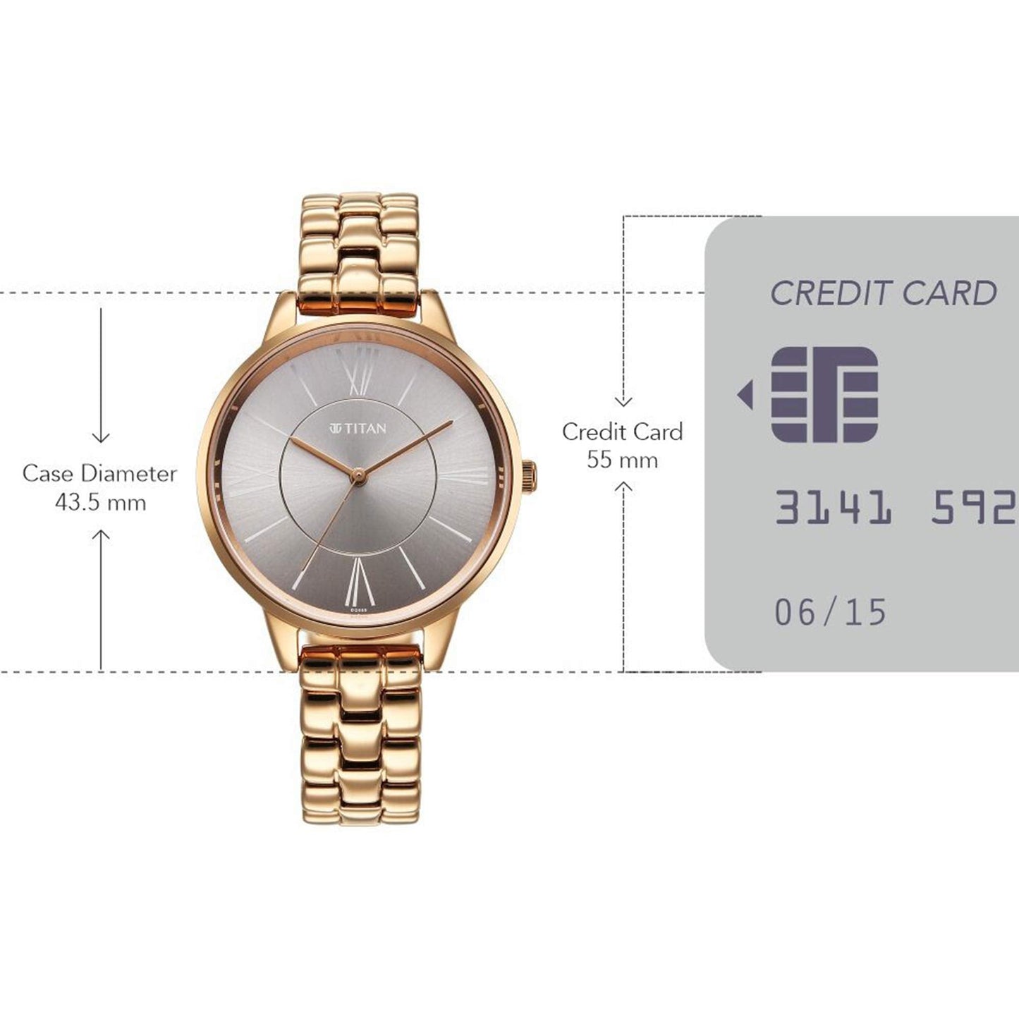 Titan Neo Quartz Analog Grey Dial Rose Gold Watch For Women