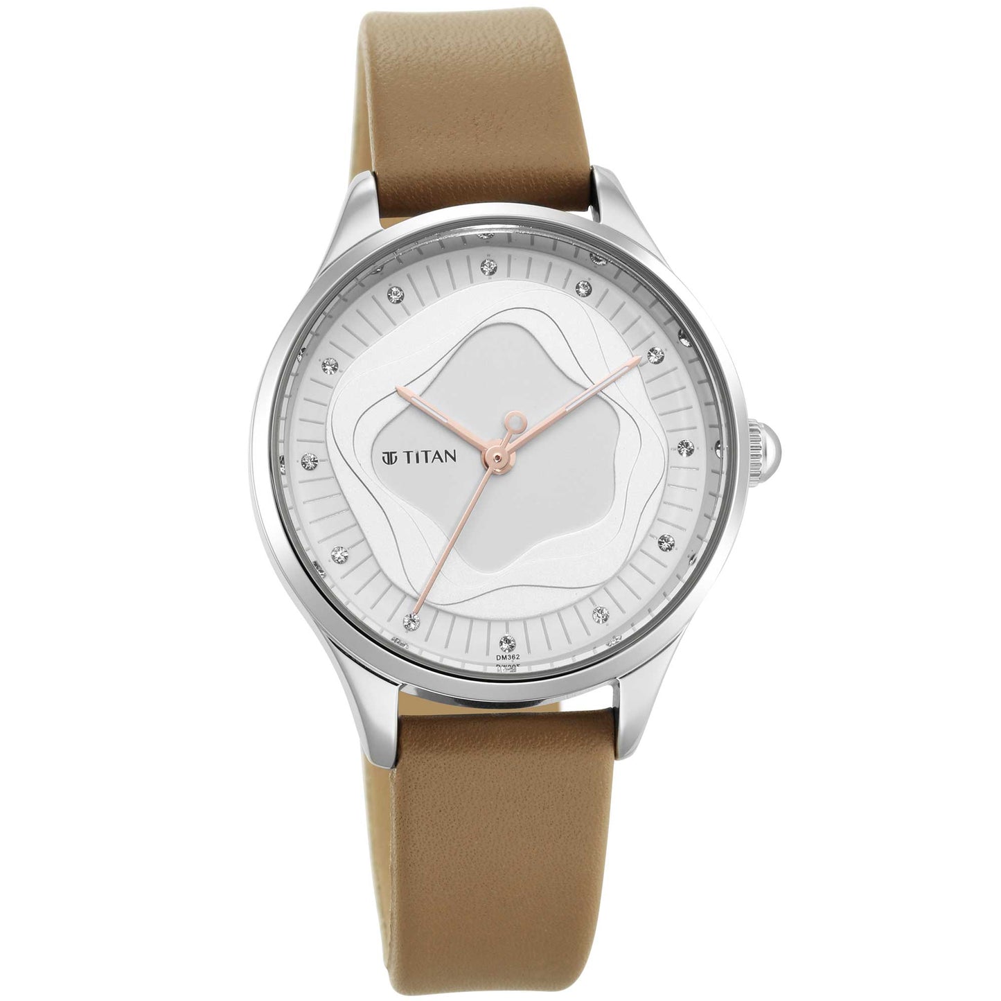 Titan Wander White Dial Analog Leather Strap watch for Women