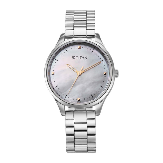 Titan Mother Of Pearl Dial Silver Stainless Steel Strap Watch For Women 2649SM06