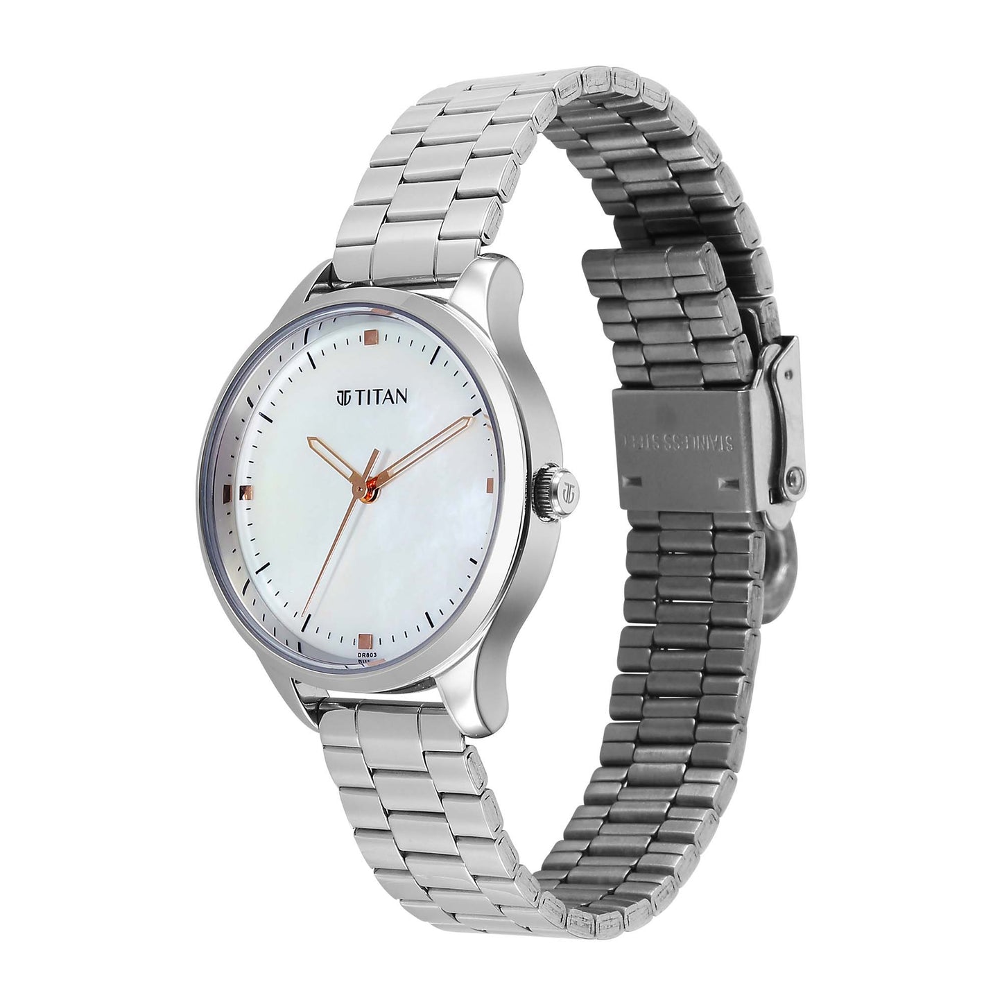 Titan Mother Of Pearl Dial Silver Stainless Steel Strap Watch For Women 2649SM06