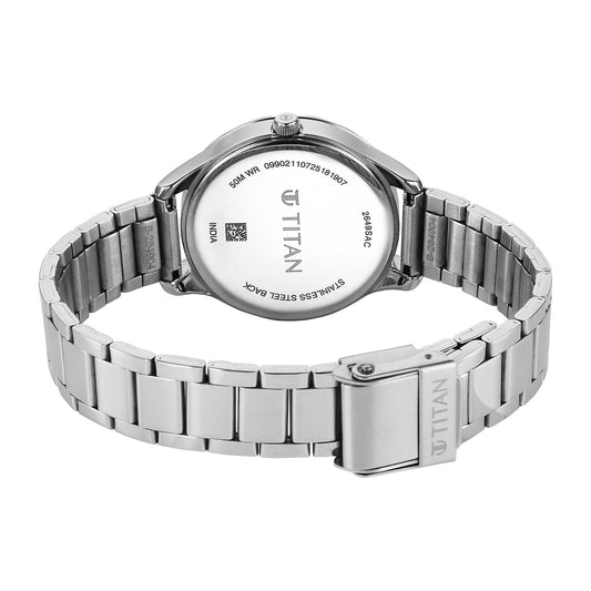 Titan Pink Dial Silver Stainless Steel Analog Watch For Women 2649SM07