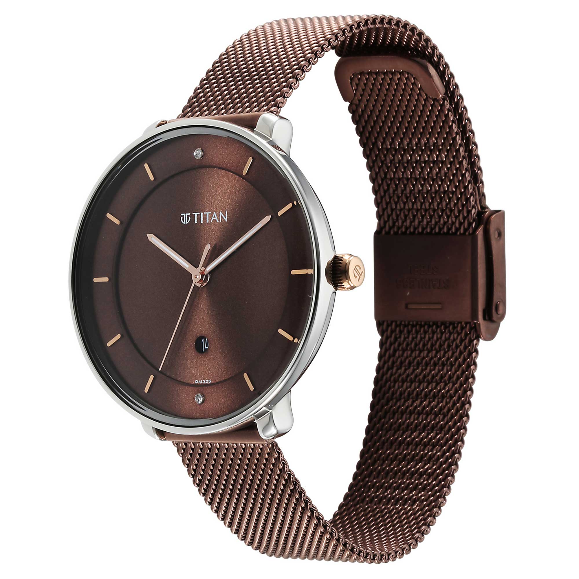 Noir Brown Dial Metal Strap Watch (2651KM02)