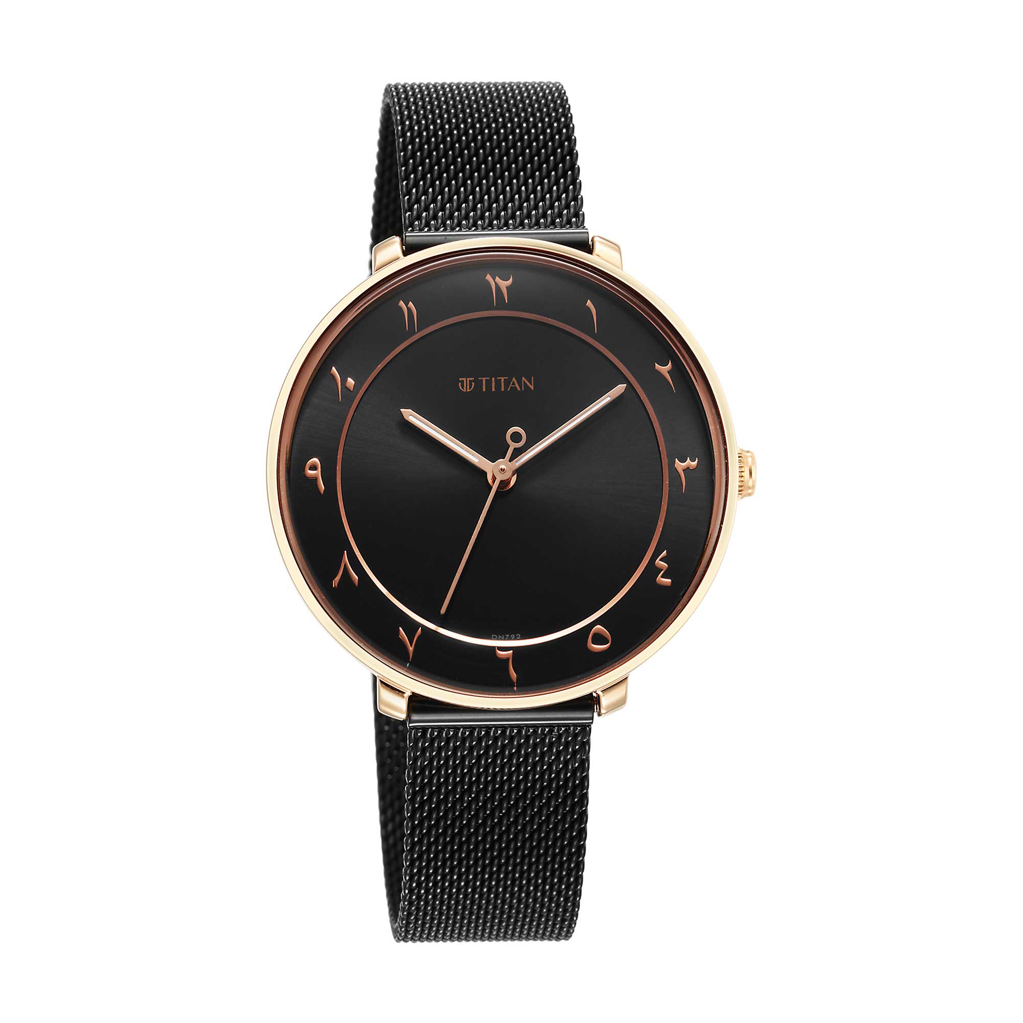 Titan Marhaba Black Dial Women Watch With Stainless Steel Strap