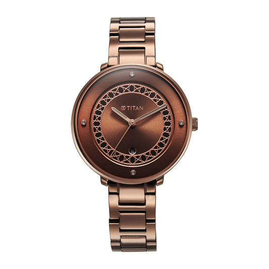 Titan Marhaba Brown Dial Alog Stainless Steel Strap watch for Women (2651QM03)