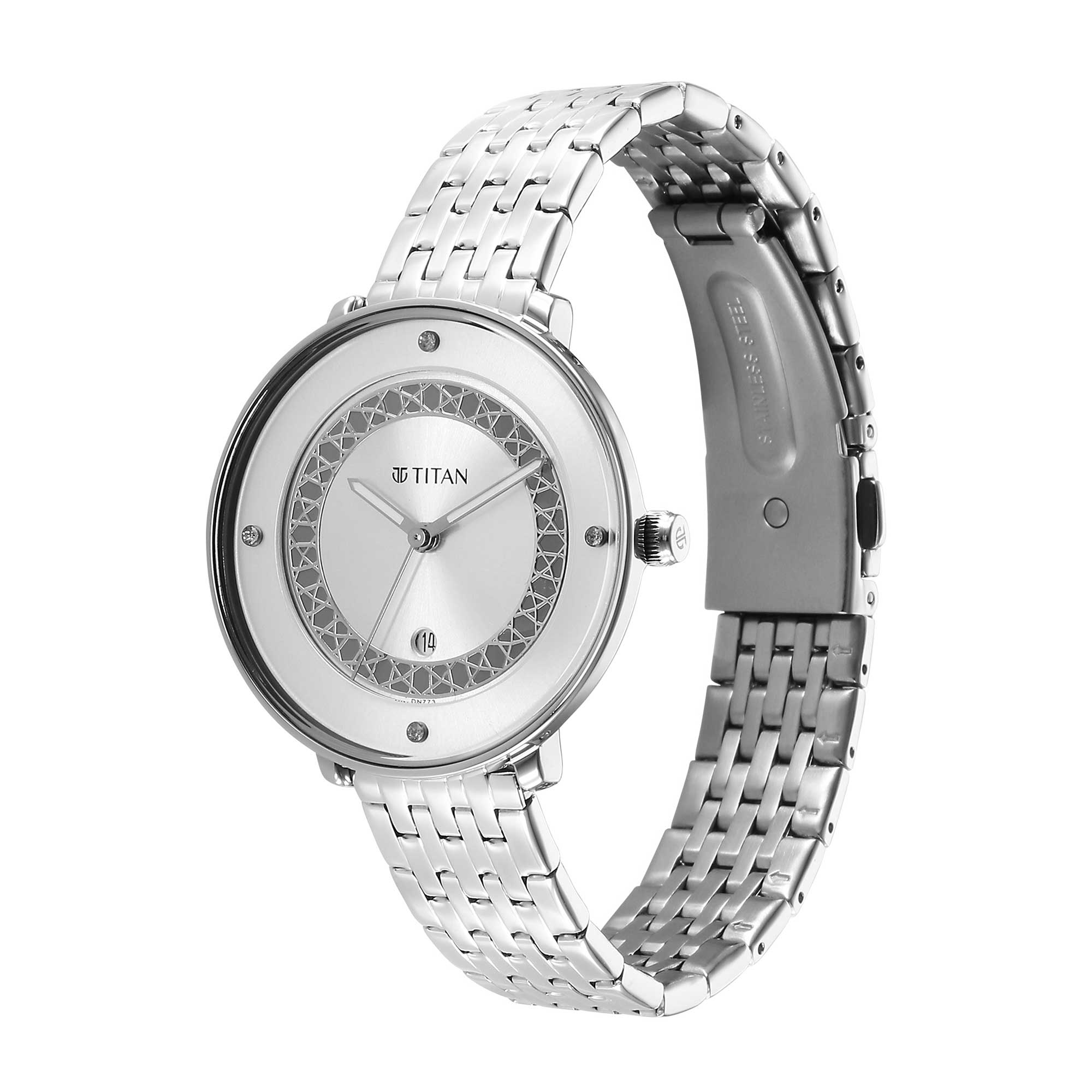 Titan Marhaba Silver white Dial Alog Stainless Steel Strap watch for Women (2651SM05)