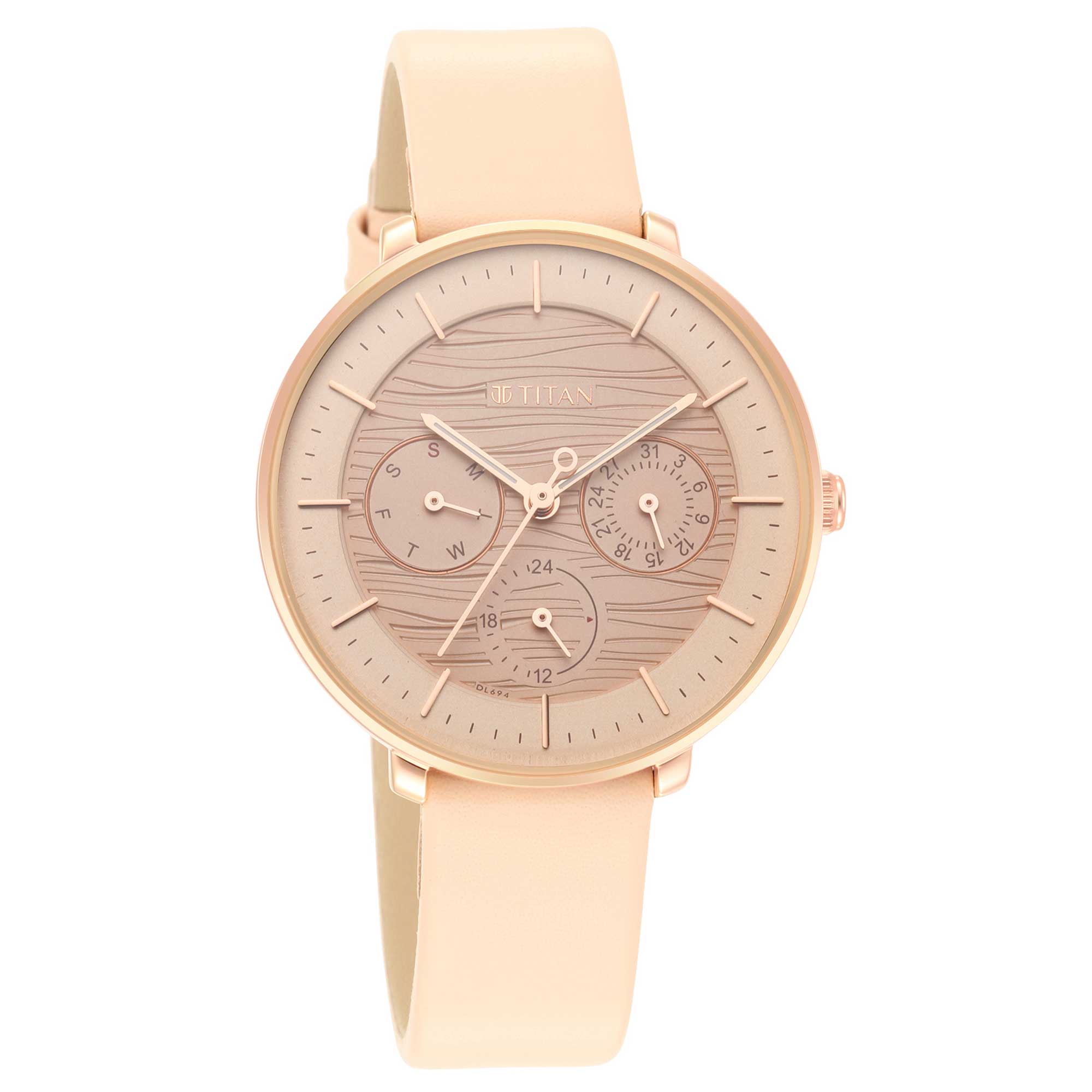 Workwear Rose Gold Dial Red Leather Strap Watch (2651WL03)