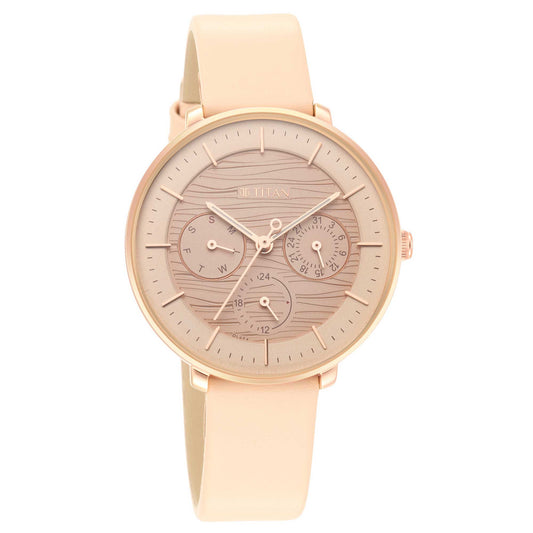 Workwear Rose Gold Dial Red Leather Strap Watch (2651WL03)