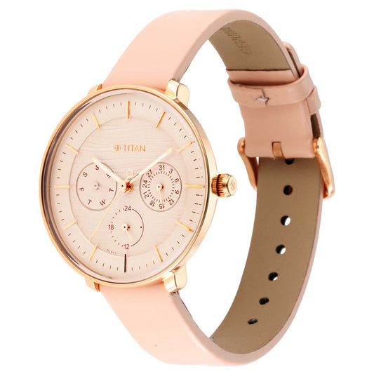 Workwear Rose Gold Dial Red Leather Strap Watch (2651WL03)