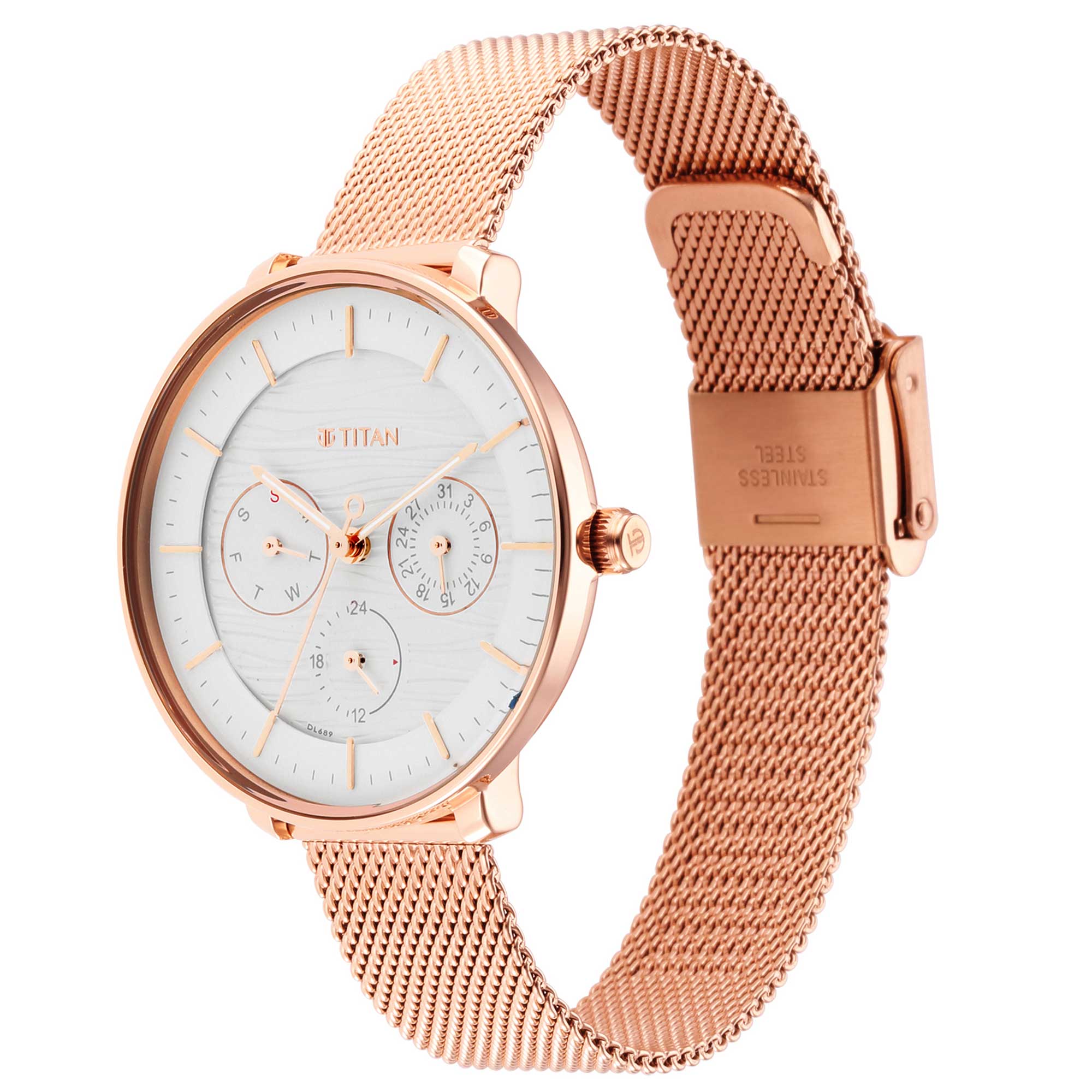 Workwear Silver Dial Rose Gold Stainless Steel Strap Watch (2651WM02)