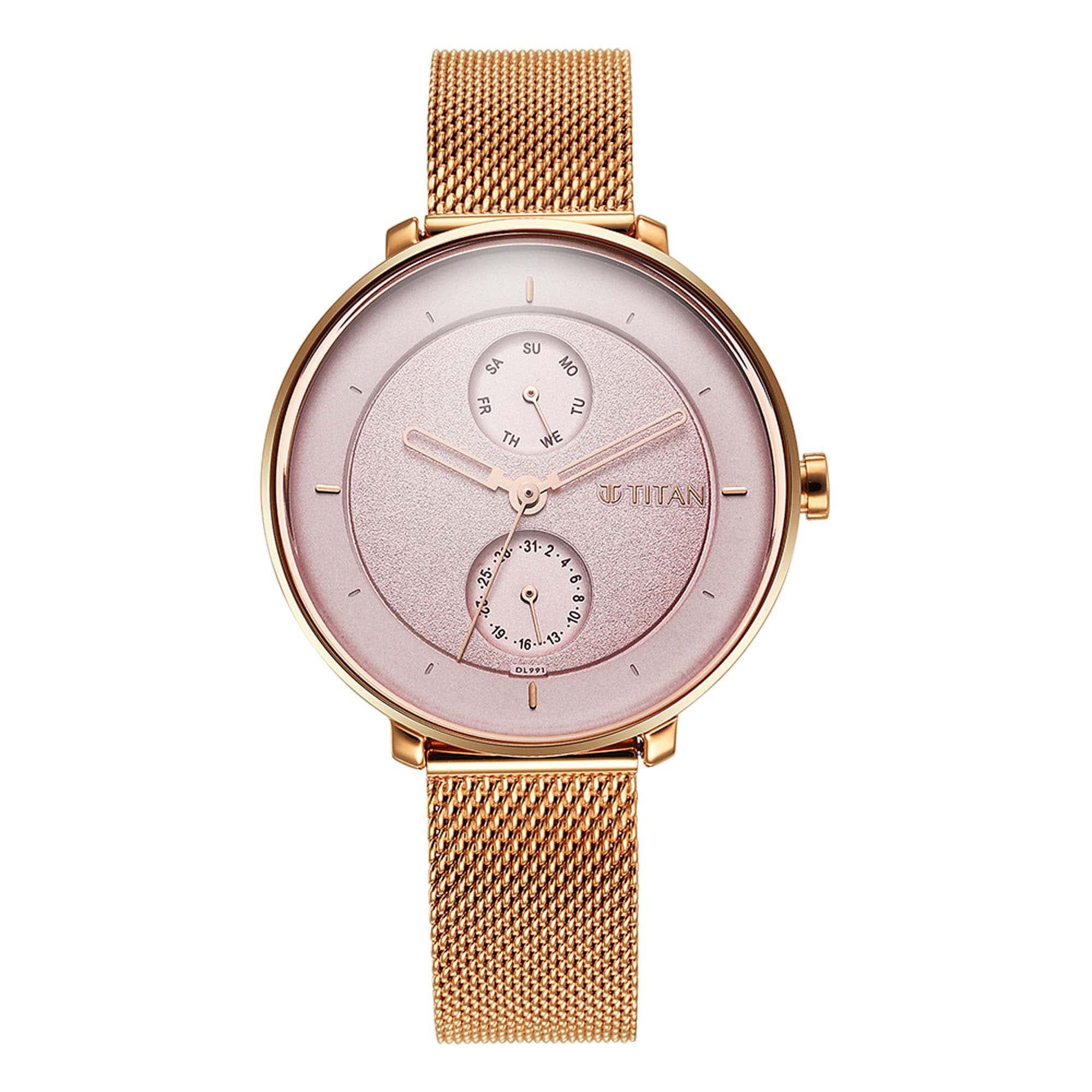 Titan Pastel Dreams Pink Dial Analog Metal Strap watch for Women