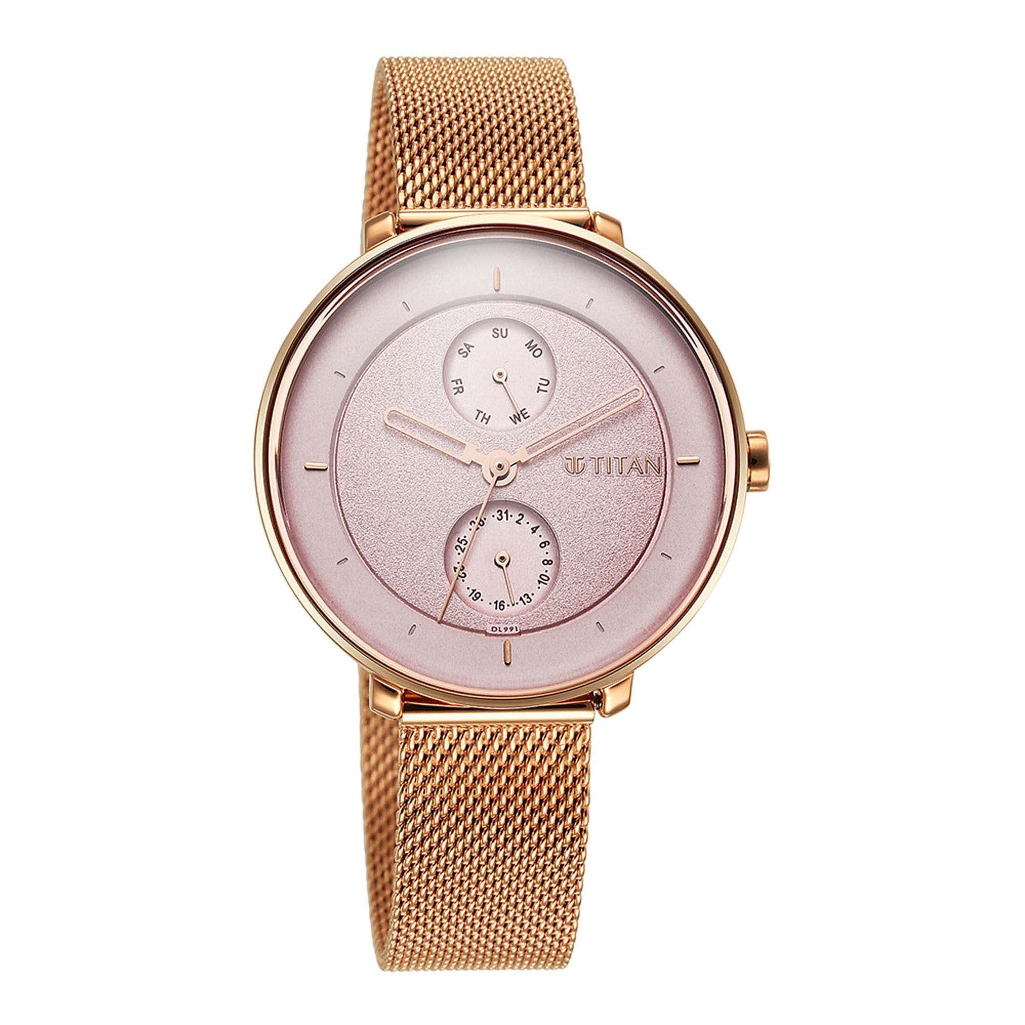 Titan Pastel Dreams Pink Dial Analog Metal Strap watch for Women