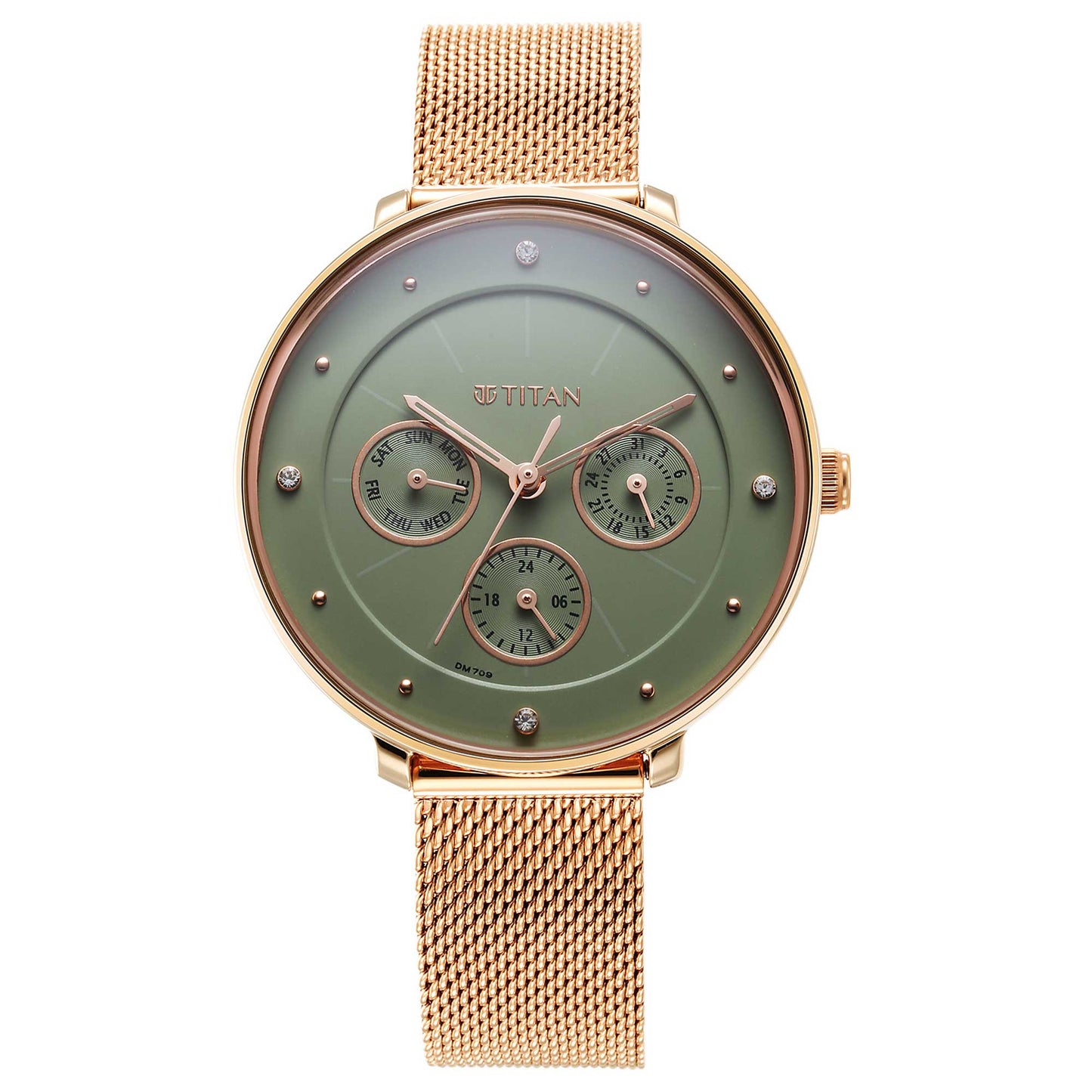 Neo Green Dial Stainless Steel Strap Watch for Women (2651WM05)