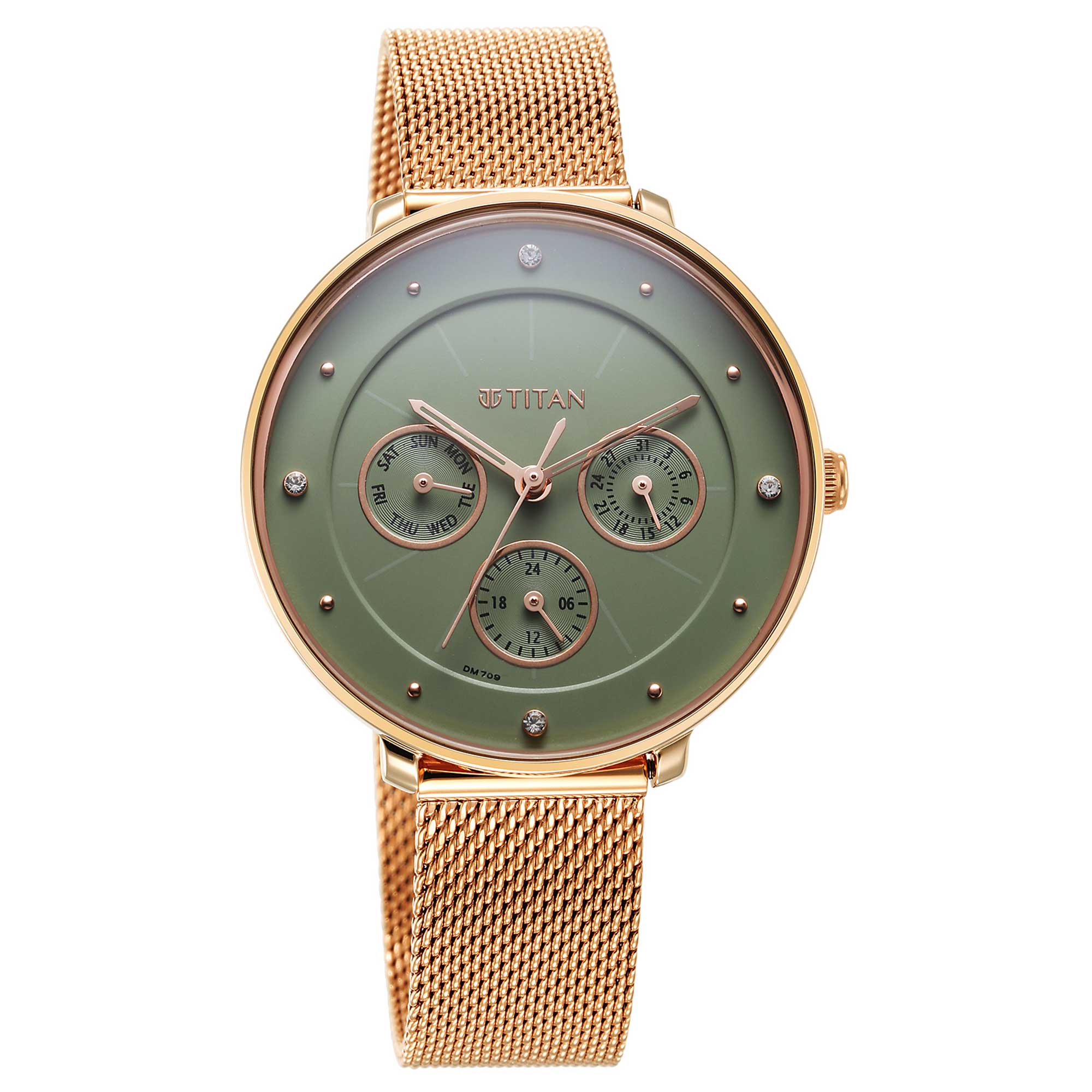 Neo Green Dial Stainless Steel Strap Watch for Women (2651WM05)