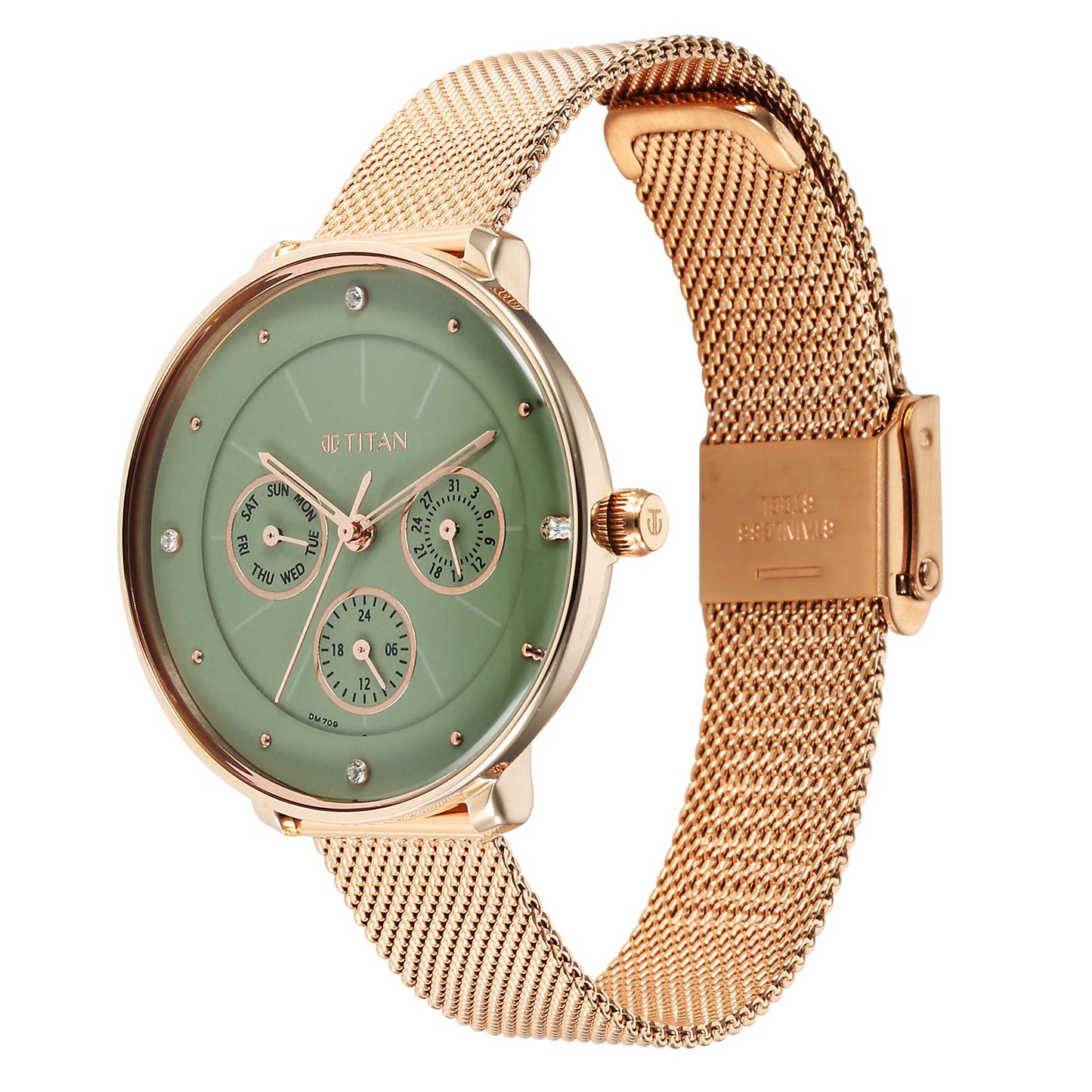 Neo Green Dial Stainless Steel Strap Watch for Women (2651WM05)