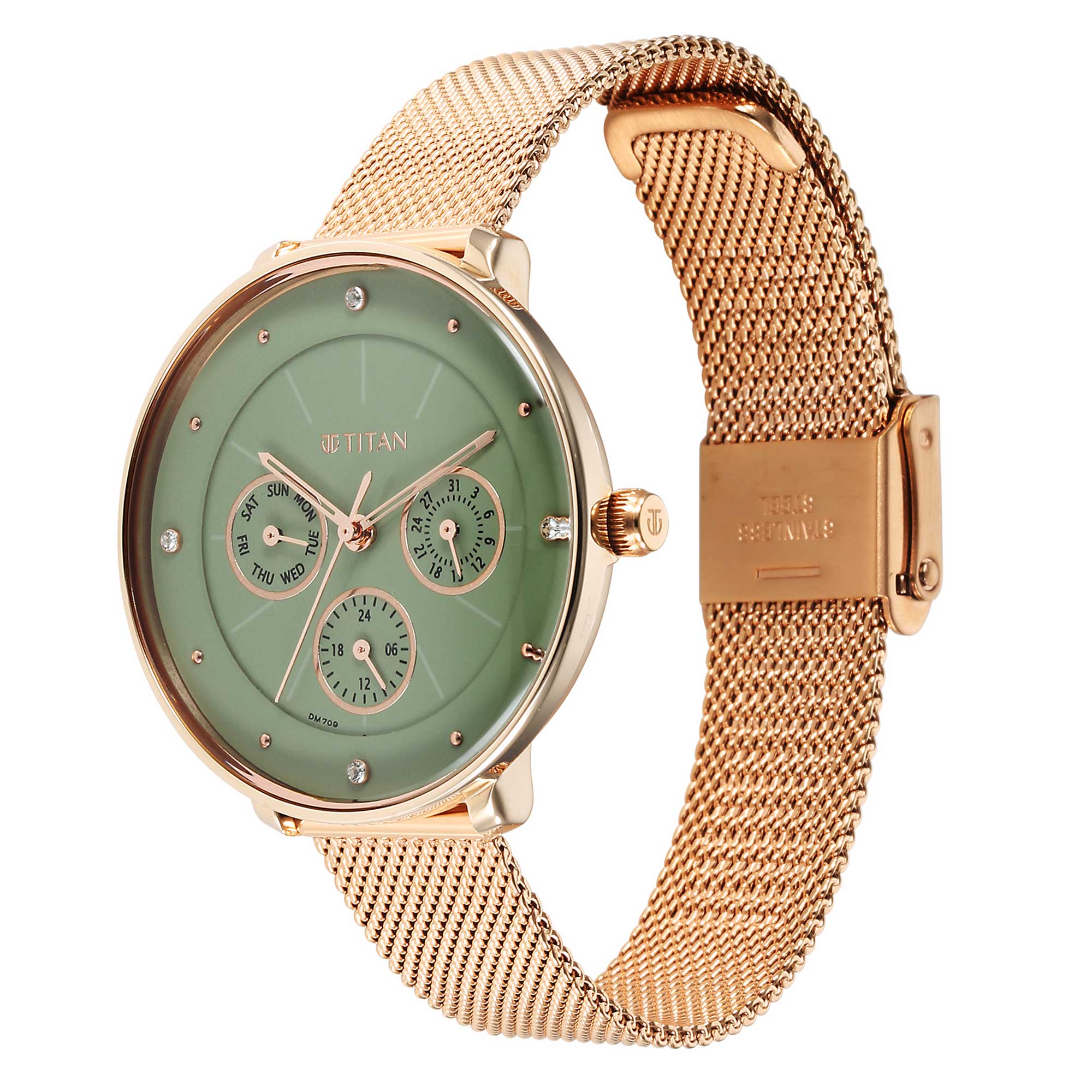 Neo Green Dial Stainless Steel Strap Watch for Women (2651WM05)