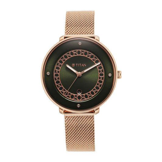 Titan Marhaba Green Dial Alog Stainless Steel Strap watch for Women (2651WM07)