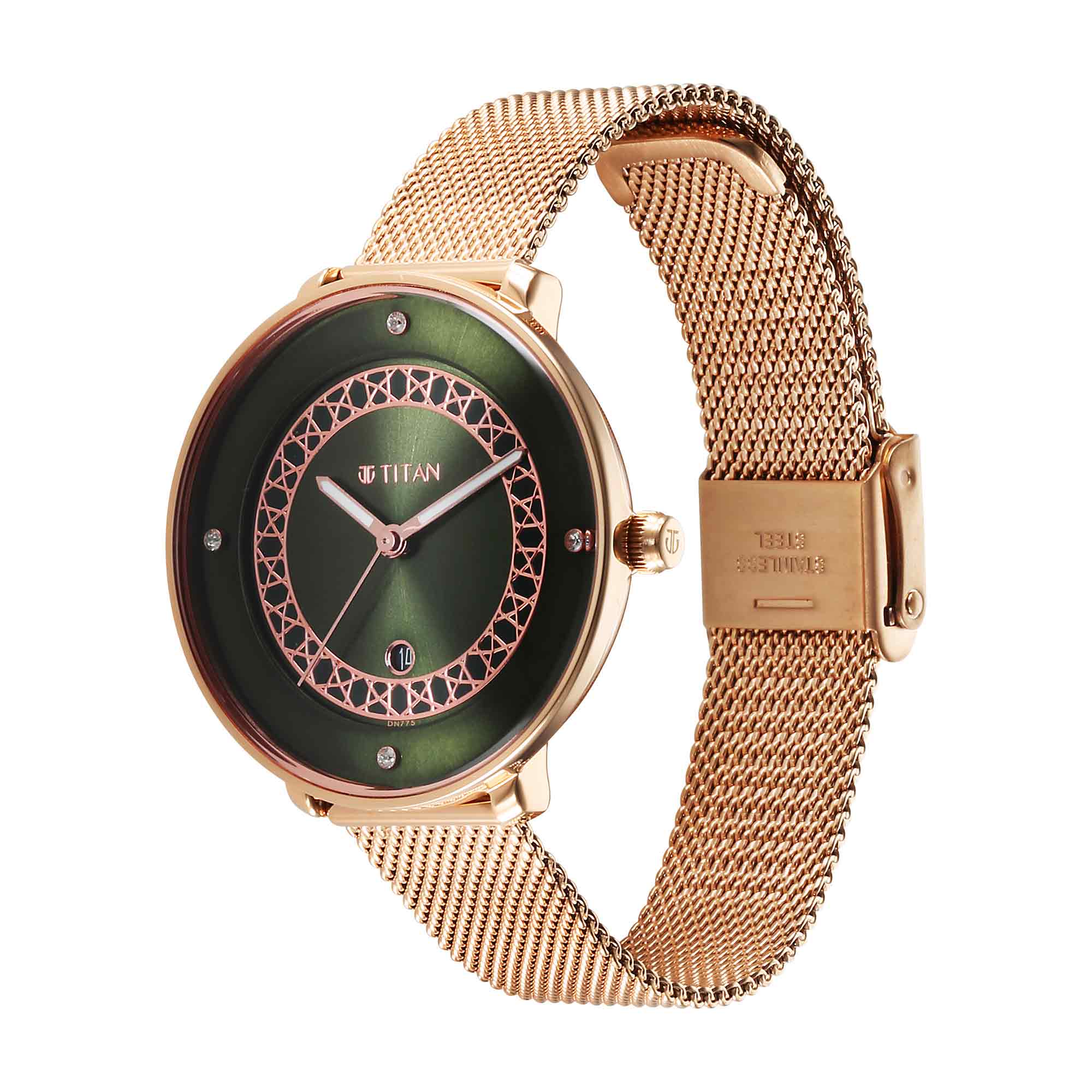 Titan Marhaba Green Dial Alog Stainless Steel Strap watch for Women (2651WM07)