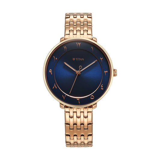 Titan Marhaba Blue Dial Alog Stainless Steel Strap watch for Women (2651WM08)