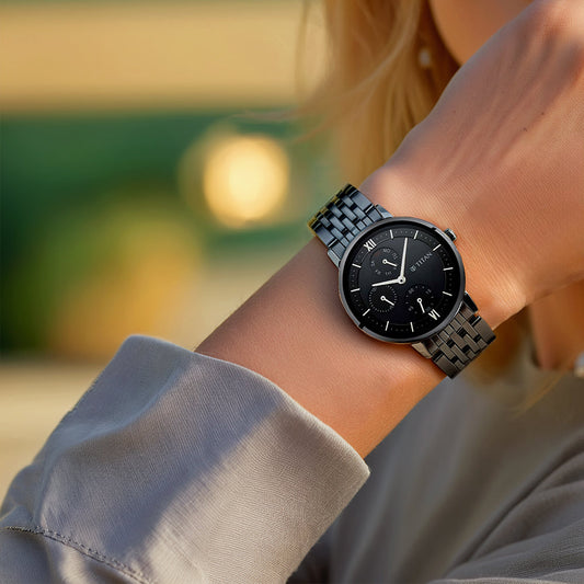 Titan Workwear Black Dial Women Watch With Metal Strap