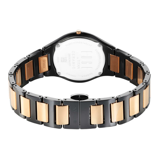 Titan Edge Women Ceramic Bicolour Case Material Ceramic ShapeRound Women Watch (2653KC05)
