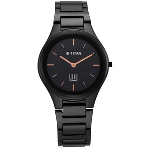 Titan Edge Ceramic Black Dial Analog Ceramic Strap watch for Women