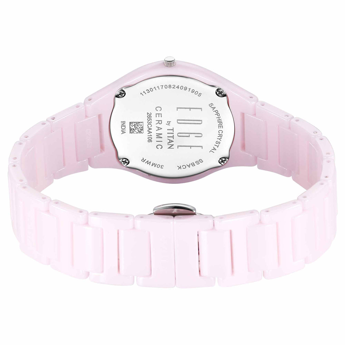 Titan Edge Pink Dial Ceramic Strap Analog Watch for Women