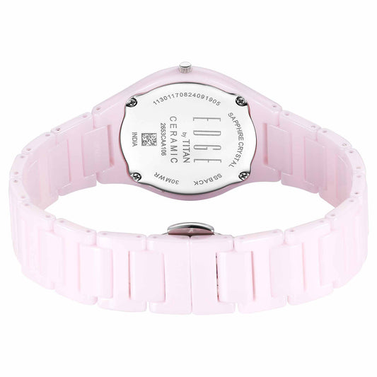 Titan Edge Pink Dial Ceramic Strap Analog Watch for Women