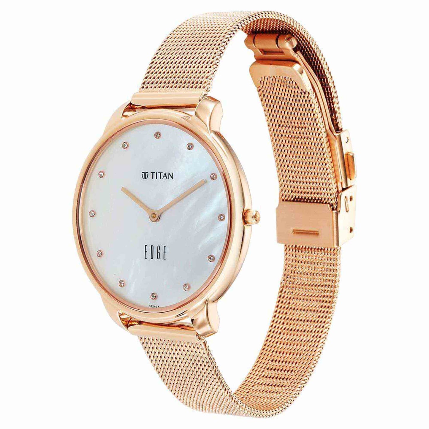 Titan Edge Metal Women Allure Quartz Alog Rich Mother Of Pearl Dial Stainless Steel Strap Watch For Women (2654WM02)