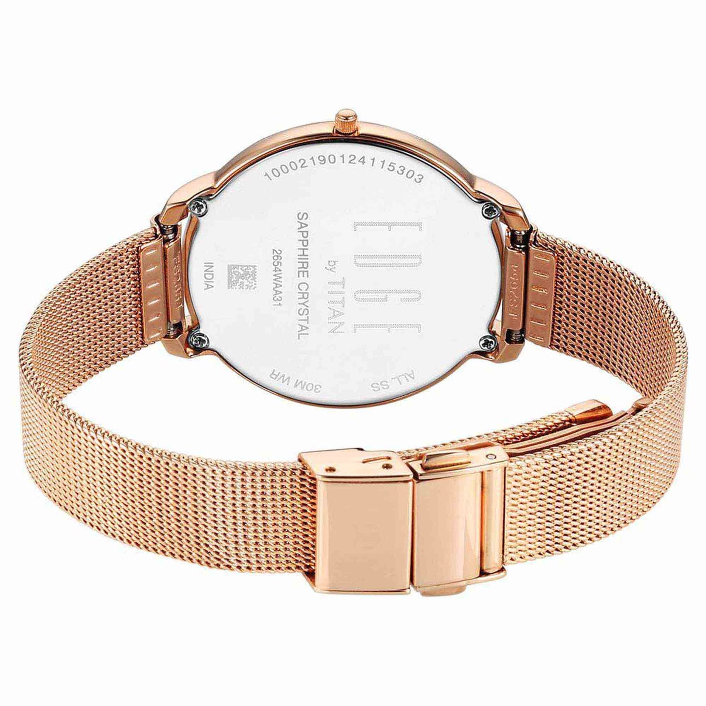 Titan Edge Metal Women Allure Quartz Alog Rich Mother Of Pearl Dial Stainless Steel Strap Watch For Women (2654WM02)