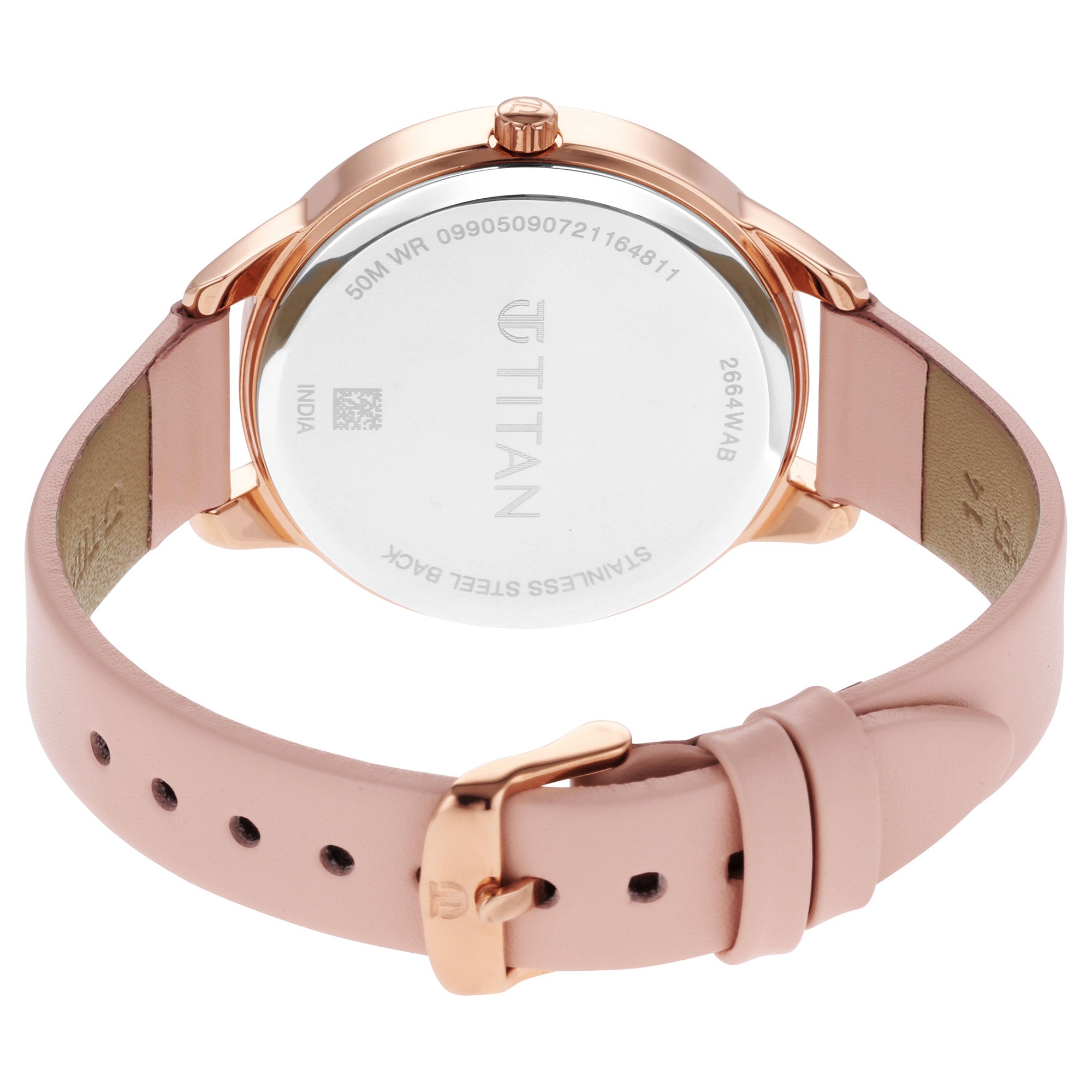 Titan Pastel Dreams Pink Dial Analog Leather Strap watch for WoMen