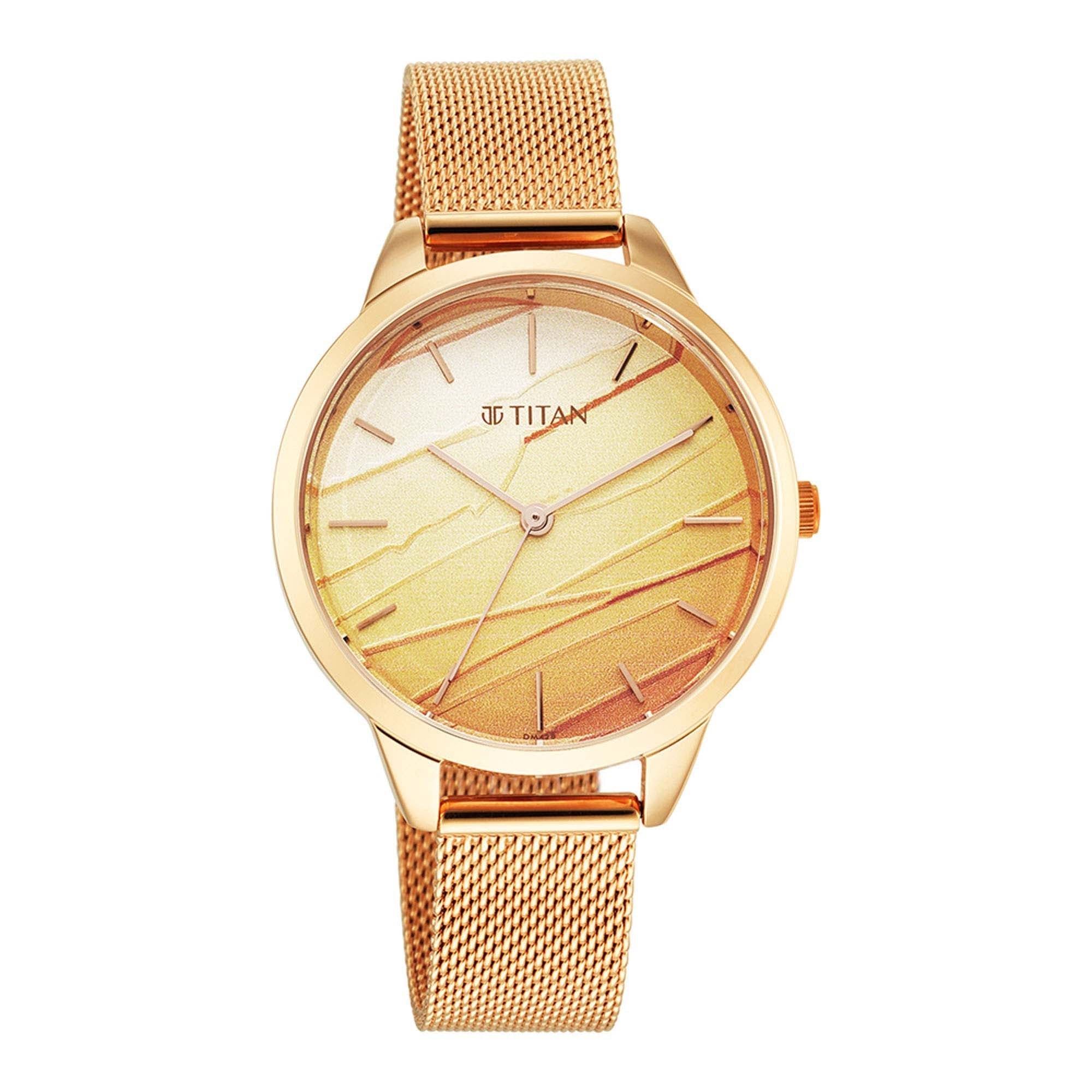 Titan Pastel DreamsPink Dial Analog Metal Strap Watch for Women