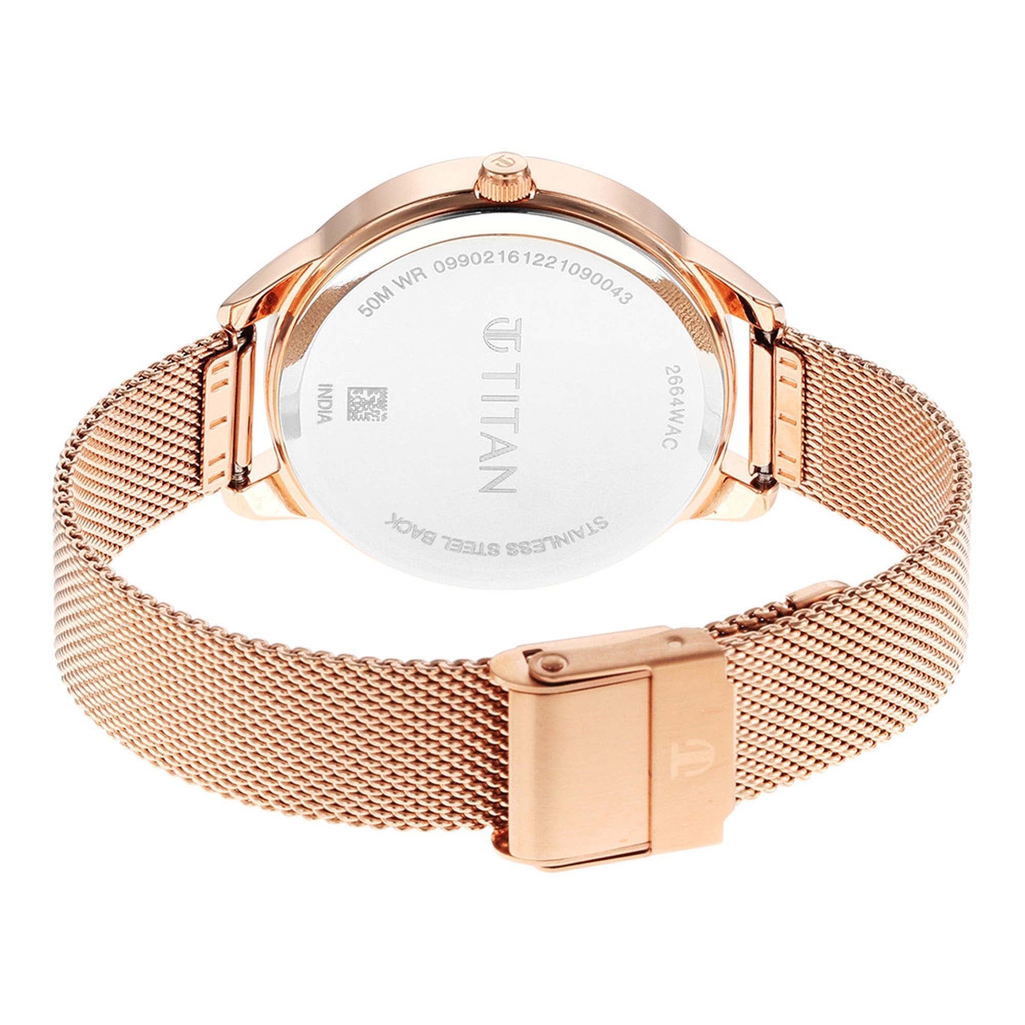 Titan Pastel DreamsPink Dial Analog Metal Strap Watch for Women