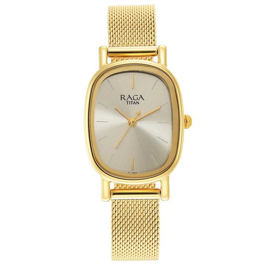 Titan Raga Viva Champagne Dial Analog Stainless Steel Strap watch for Women