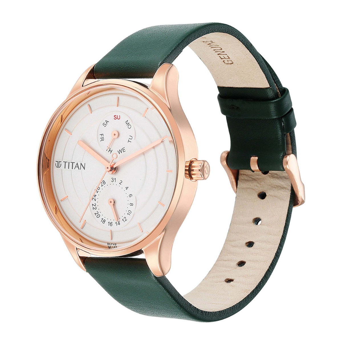 Titan Neo Workdays Silver Dial Quartz Multifunction Leather Strap watch for Women