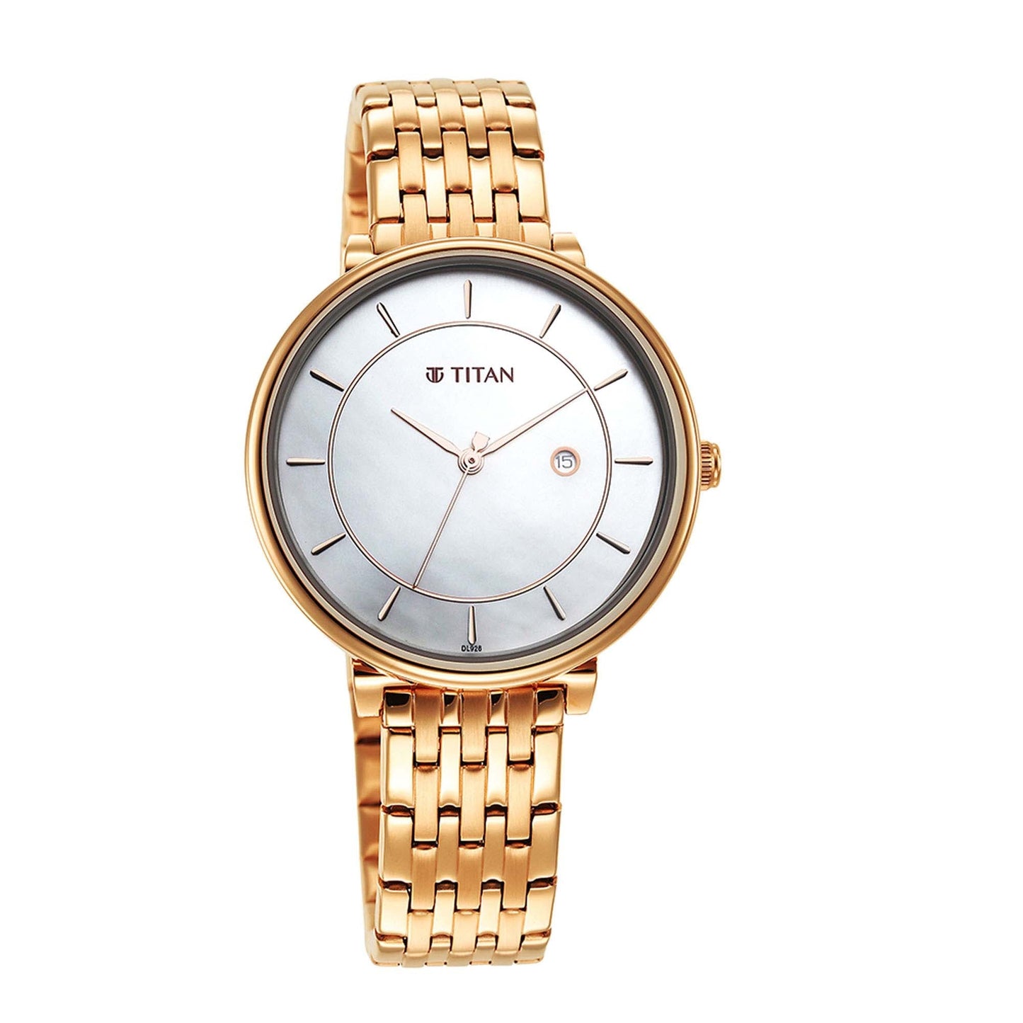 Titan Premium Workwear White Dial Analog with Date Stainless Steel Strap watch for Women