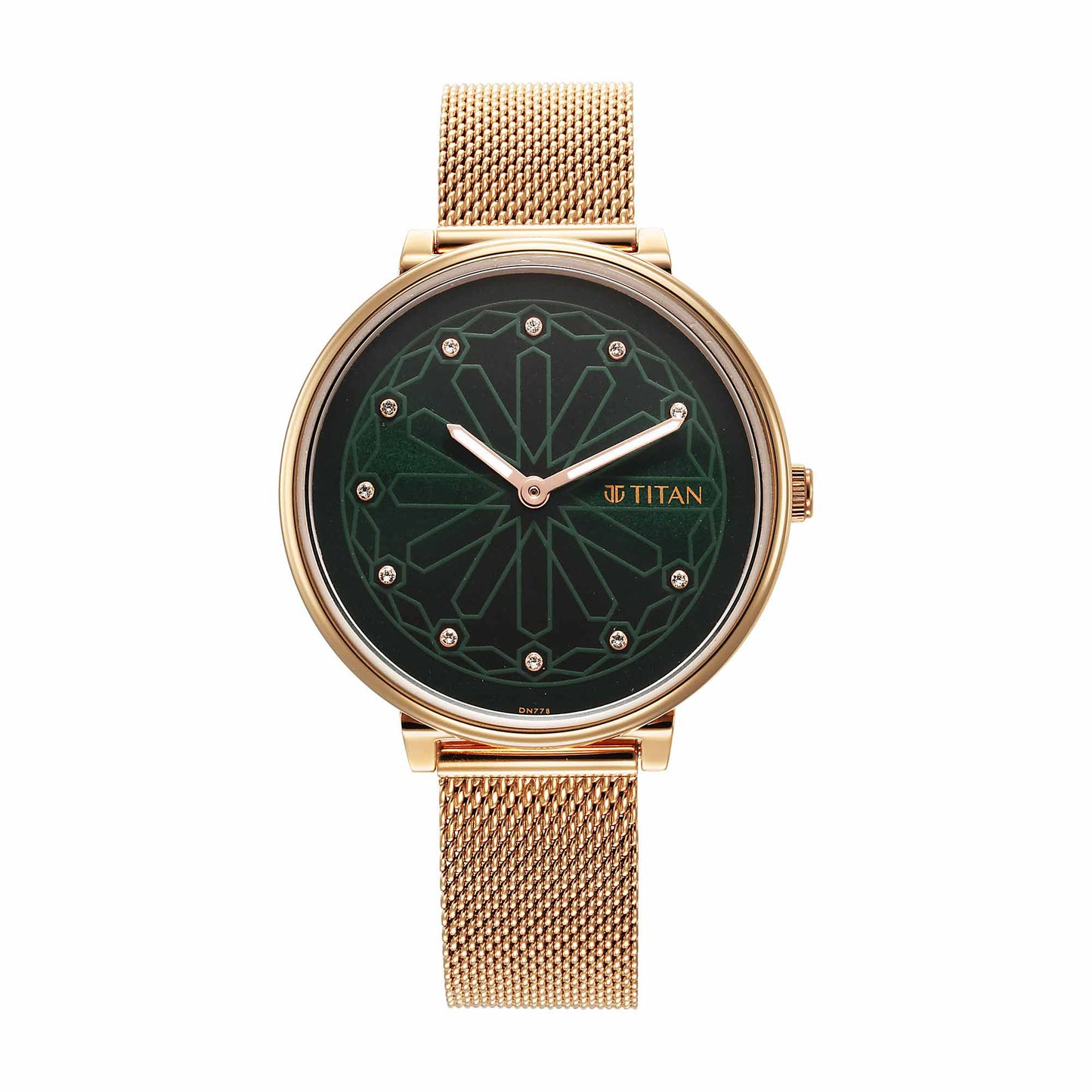 Titan Marhaba Green Dial Women Watch With Stainless Steel Strap