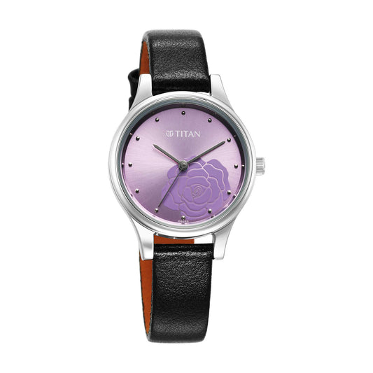 Titan Karishma Quartz Analog Purple Leather Strap for Women