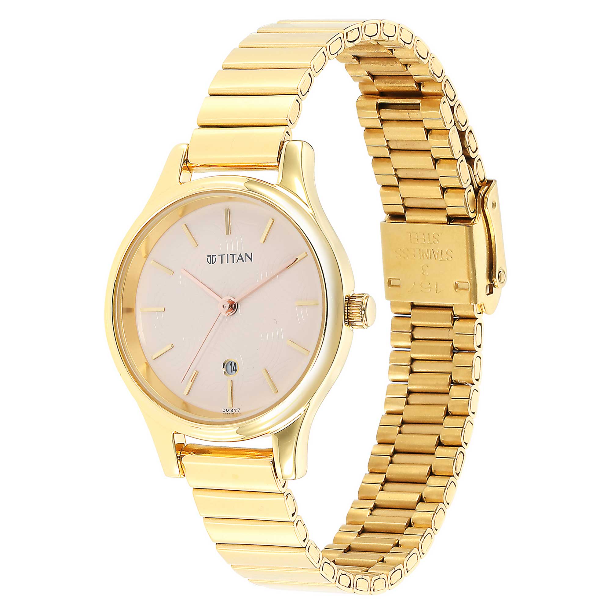 Titan Karishma Beige Dial Analog Stainless Steel Strap watch for Women