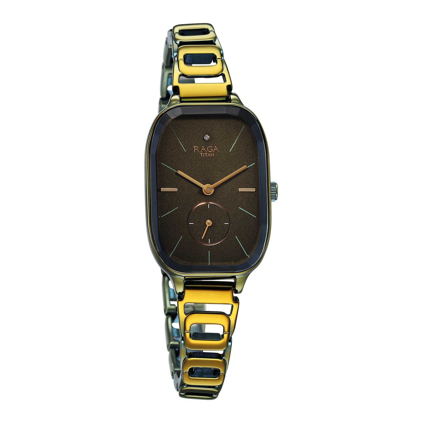 Titan Raga Chic Quartz Analog Green Dial Green Metal Strap Watch for Women