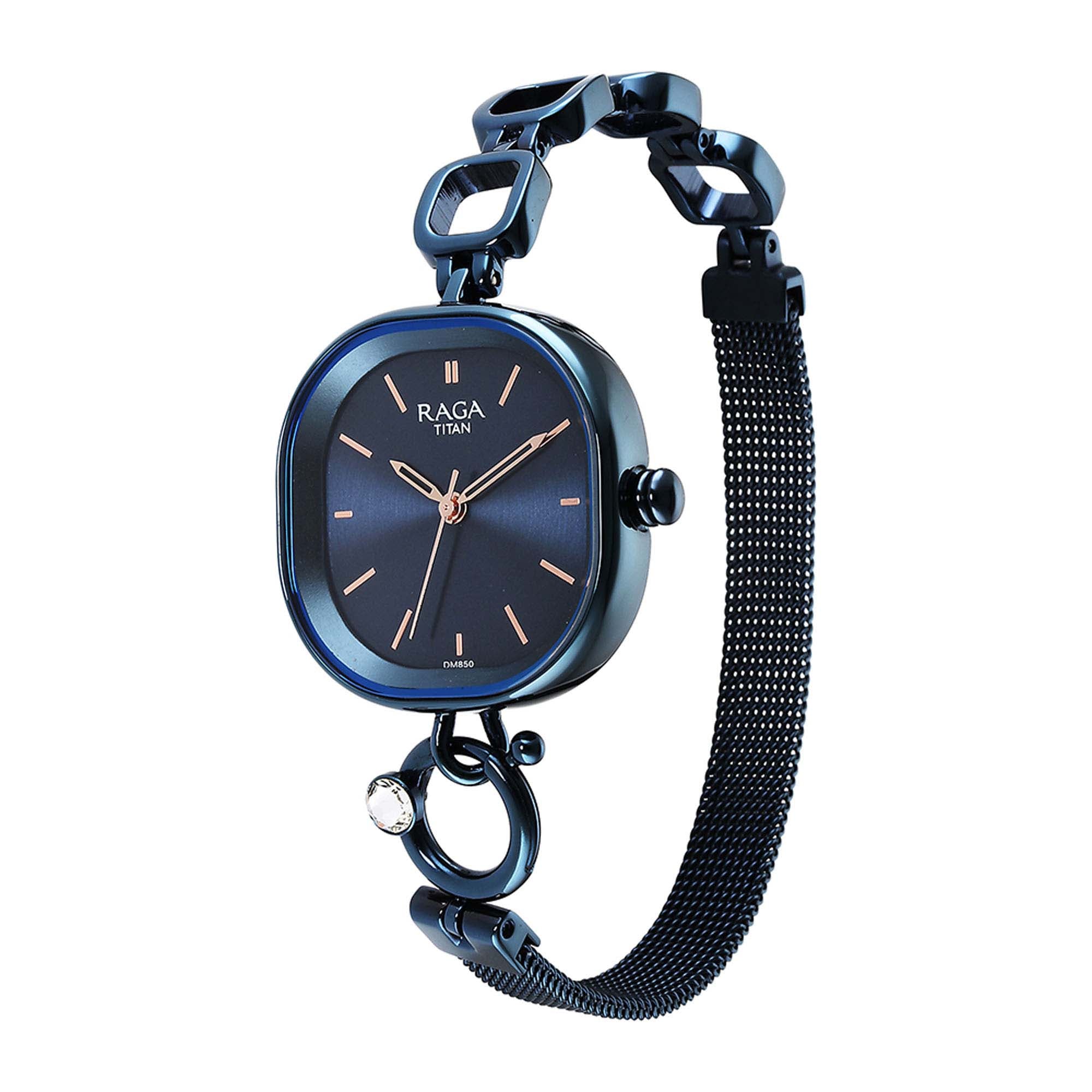 Titan Raga Delight Blue Dial Analog Metal Strap Watch for Women