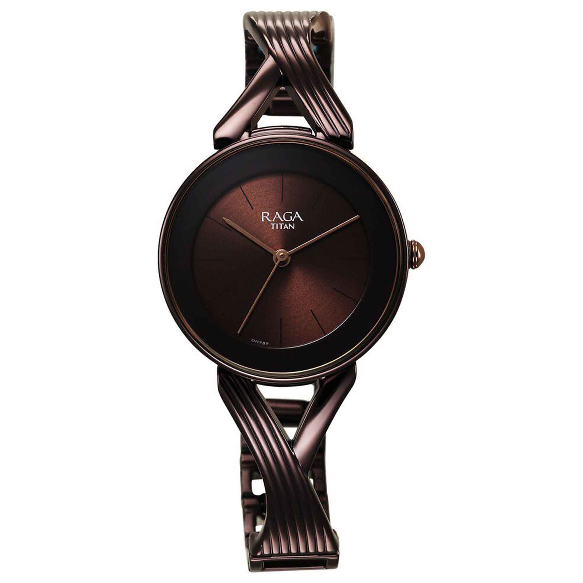 Titan Raga Chic Quartz Analog Brown Dial Metal Strap Watch for Women